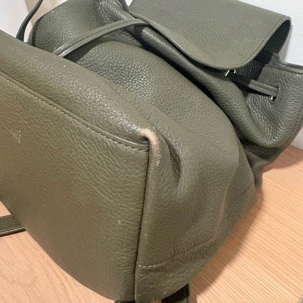 Tory Burch olive green midi-size leather backpack